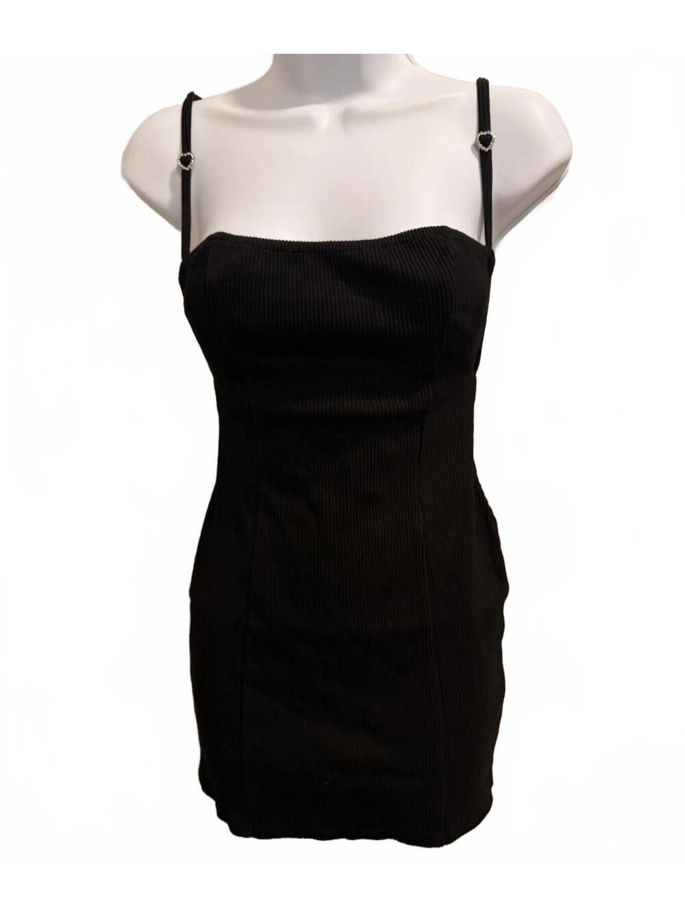 New Pink Black Spaghetti Strap Mini Dress Size L